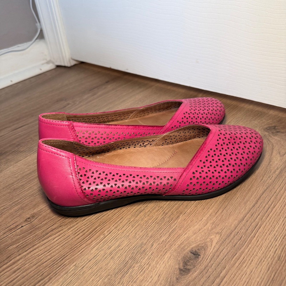 Dansko Fawna Pink Leather Perforated Mary Jane Flats Womens Size 39